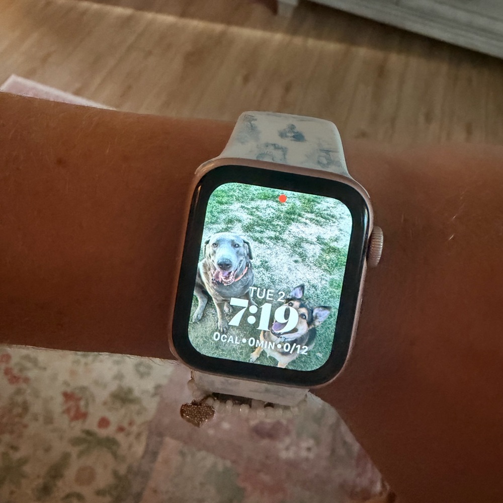 Rose Gold Apple Watch Series 4 - comes with charger, band shown and one other